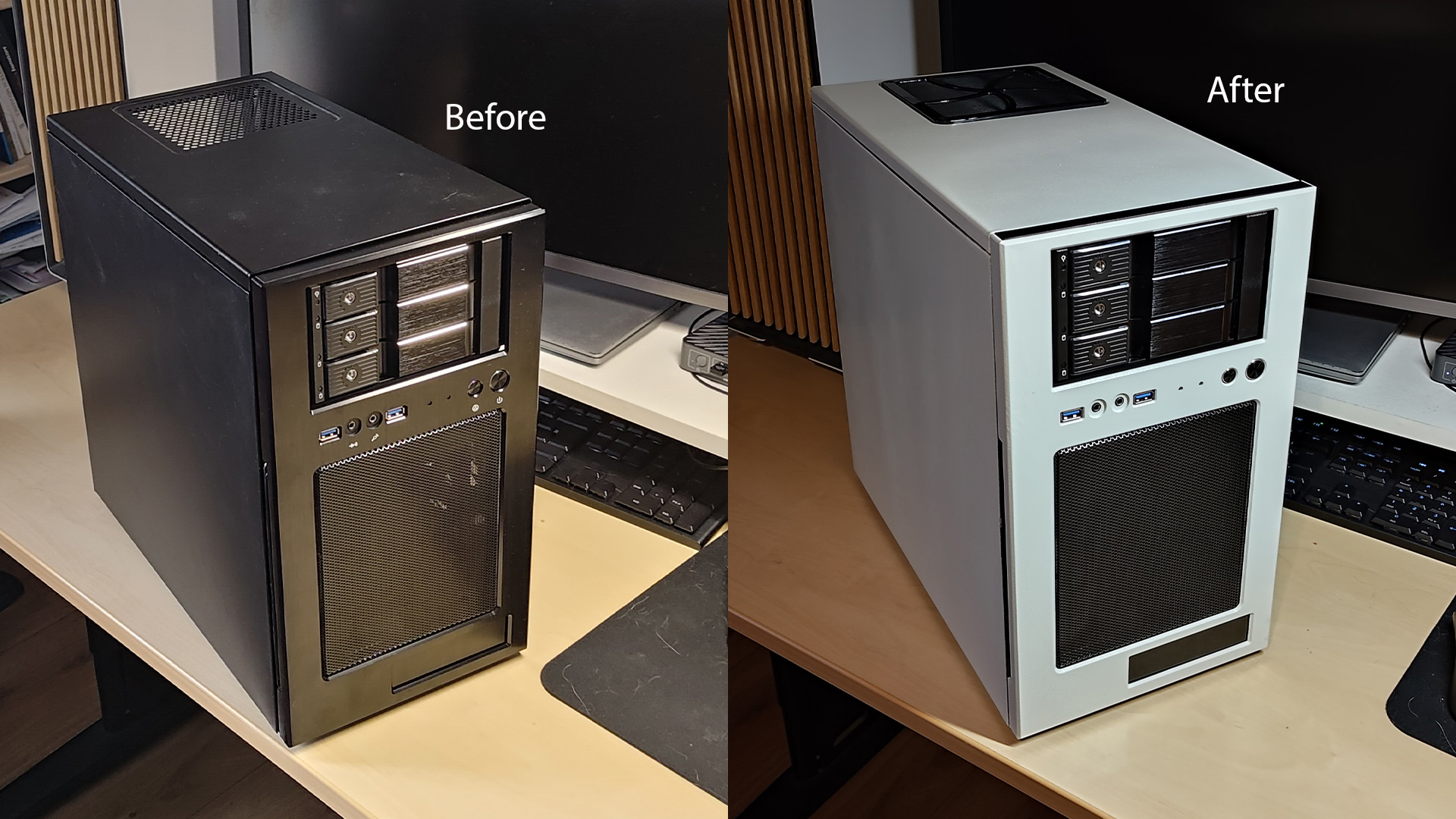 Spray paint before after.